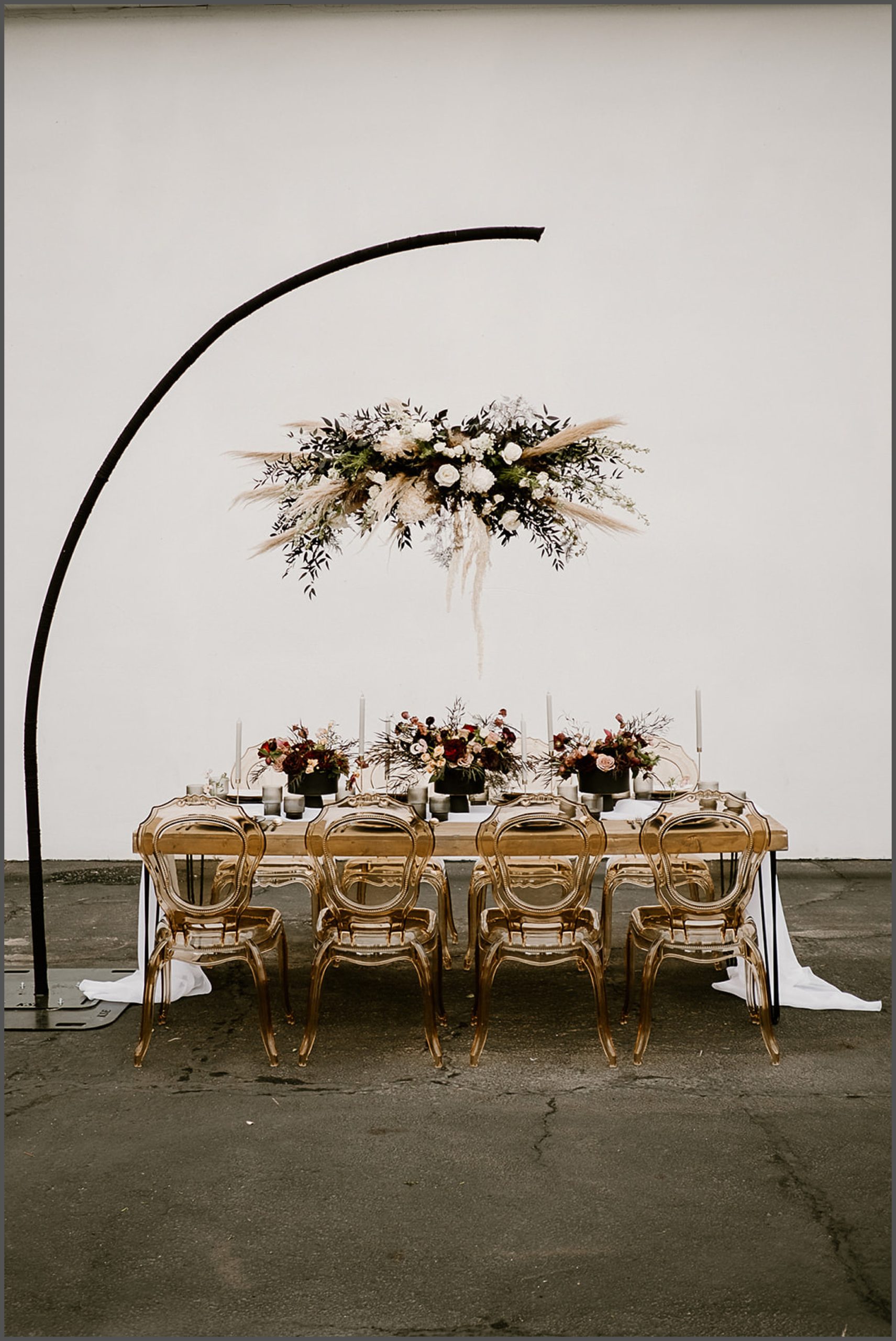 moody elopement table decorations