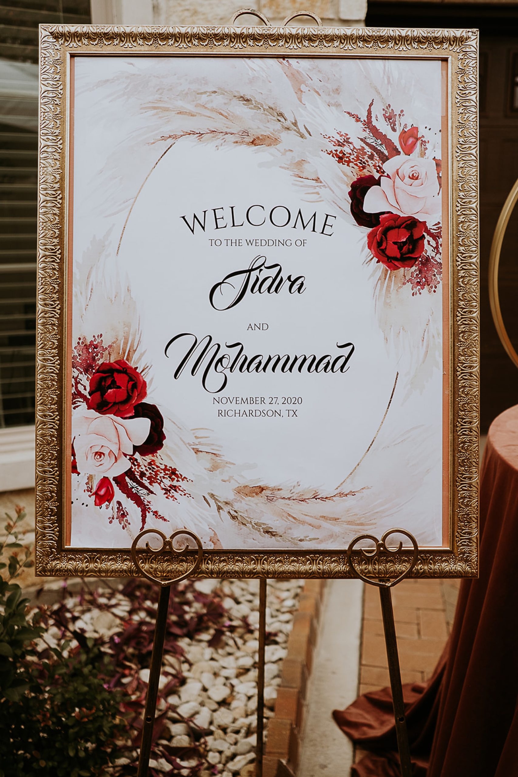 pink wedding welcome sign