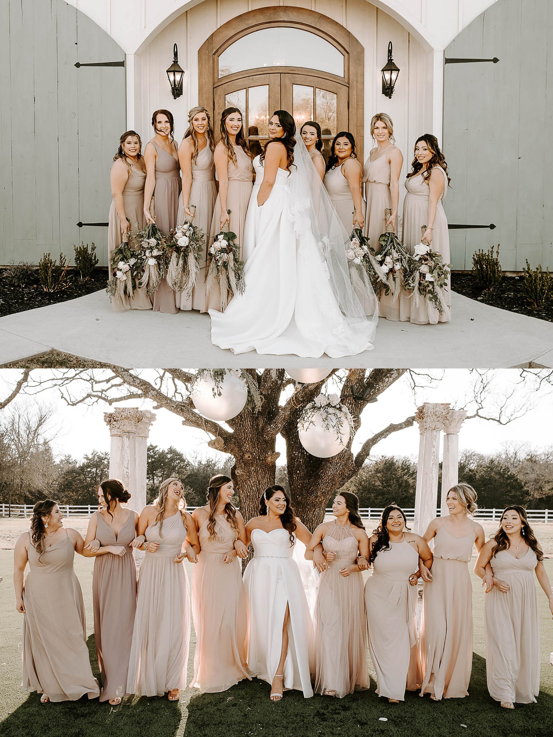 bridal party wearing pink