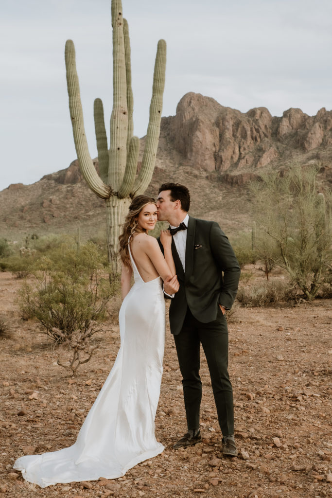 Bride and Groom at their Boho Tucson wedding