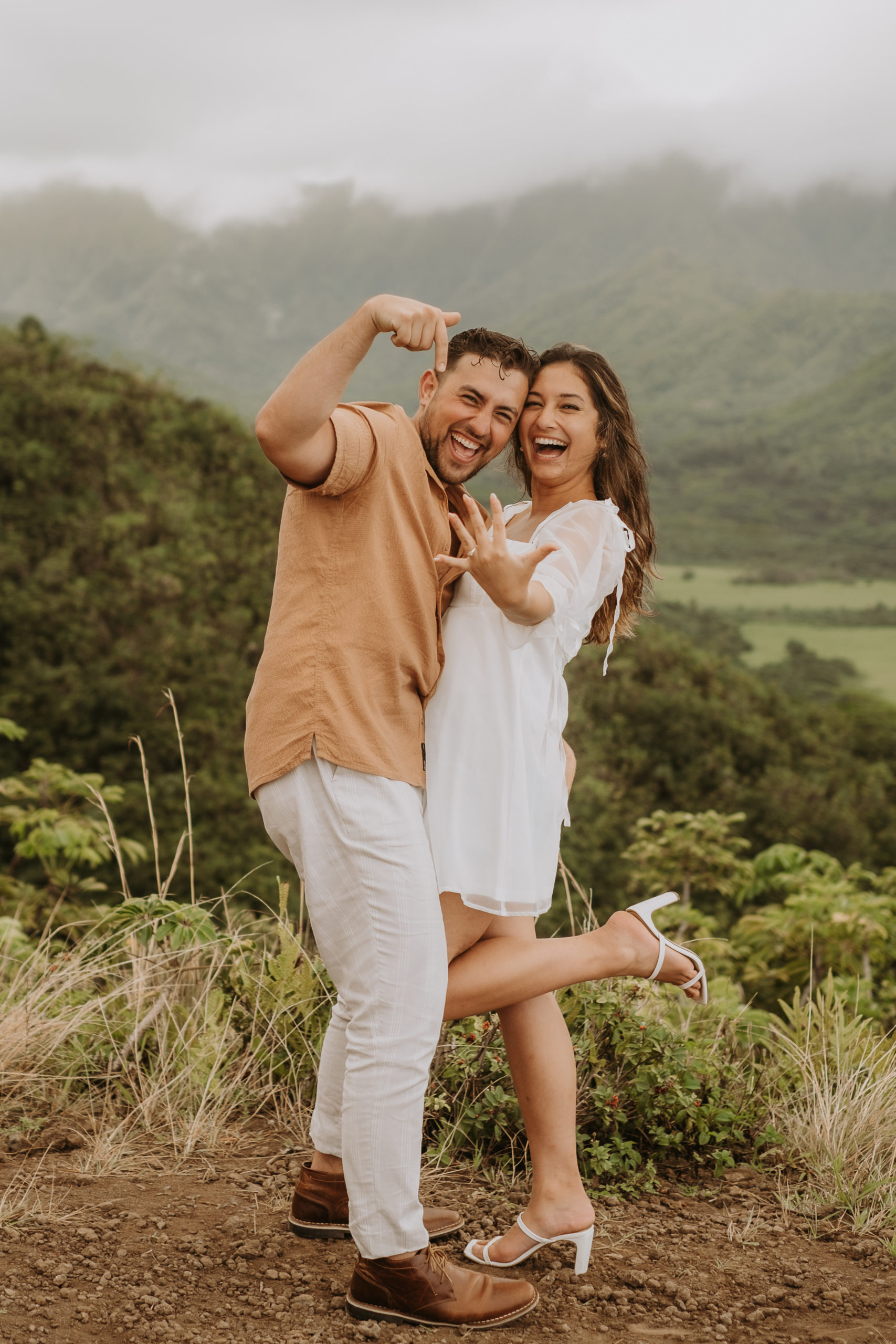 Hawaii Engagement Session inspiration during this Crouching Lion Adventure Engagement Session. Oahu Hiking Engagement Inspiration.