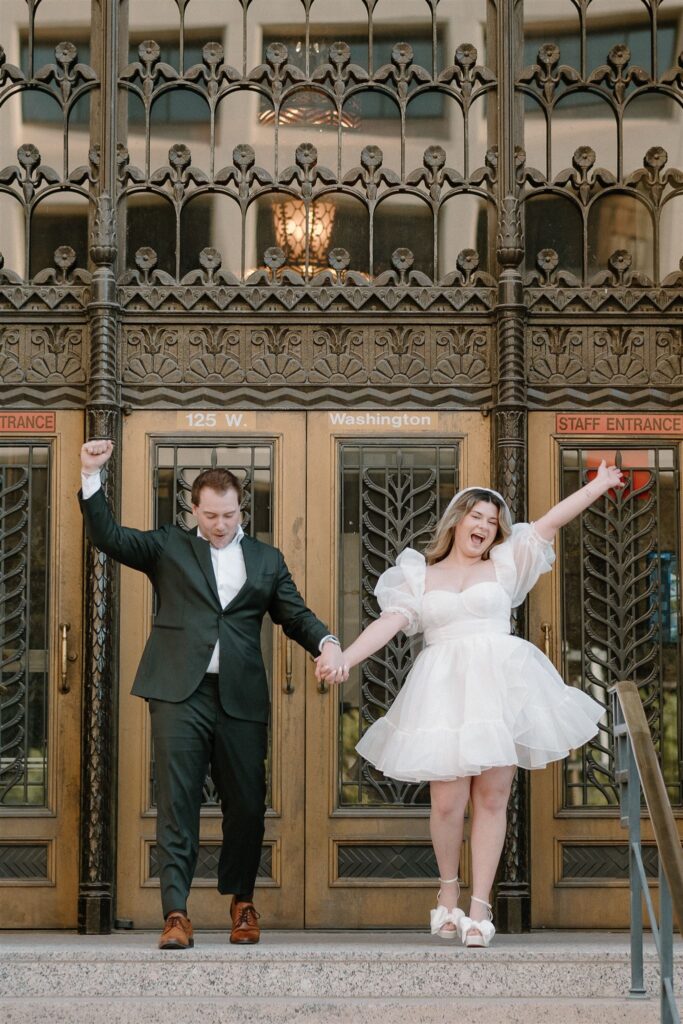 Bride and Groom exciting courthouse just married! 