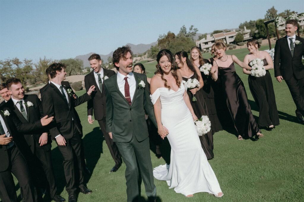Stunning fall wedding at Gainey Ranch Golf Club in Scottsdale, featuring breathtaking mountain views, timeless details, and unforgettable moments.