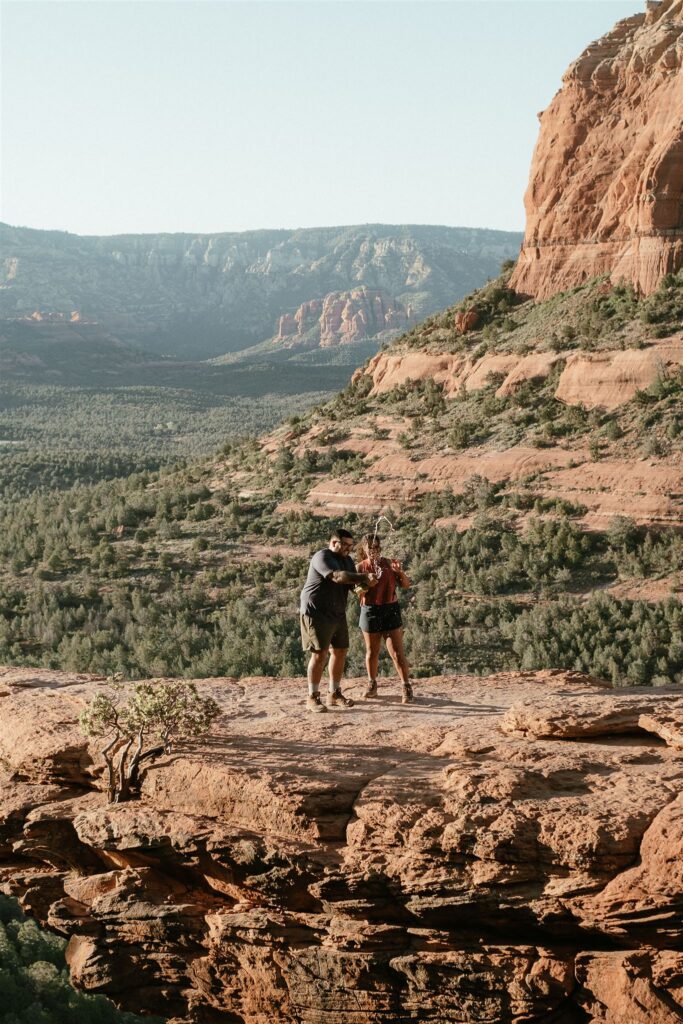 Capture the magic of a Sedona Devil's Bridge proposal with breathtaking views and unforgettable moments from Annette Ambrose Photography.