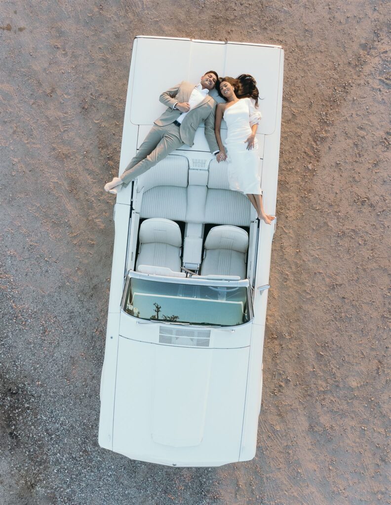 Man and women in vintage car
